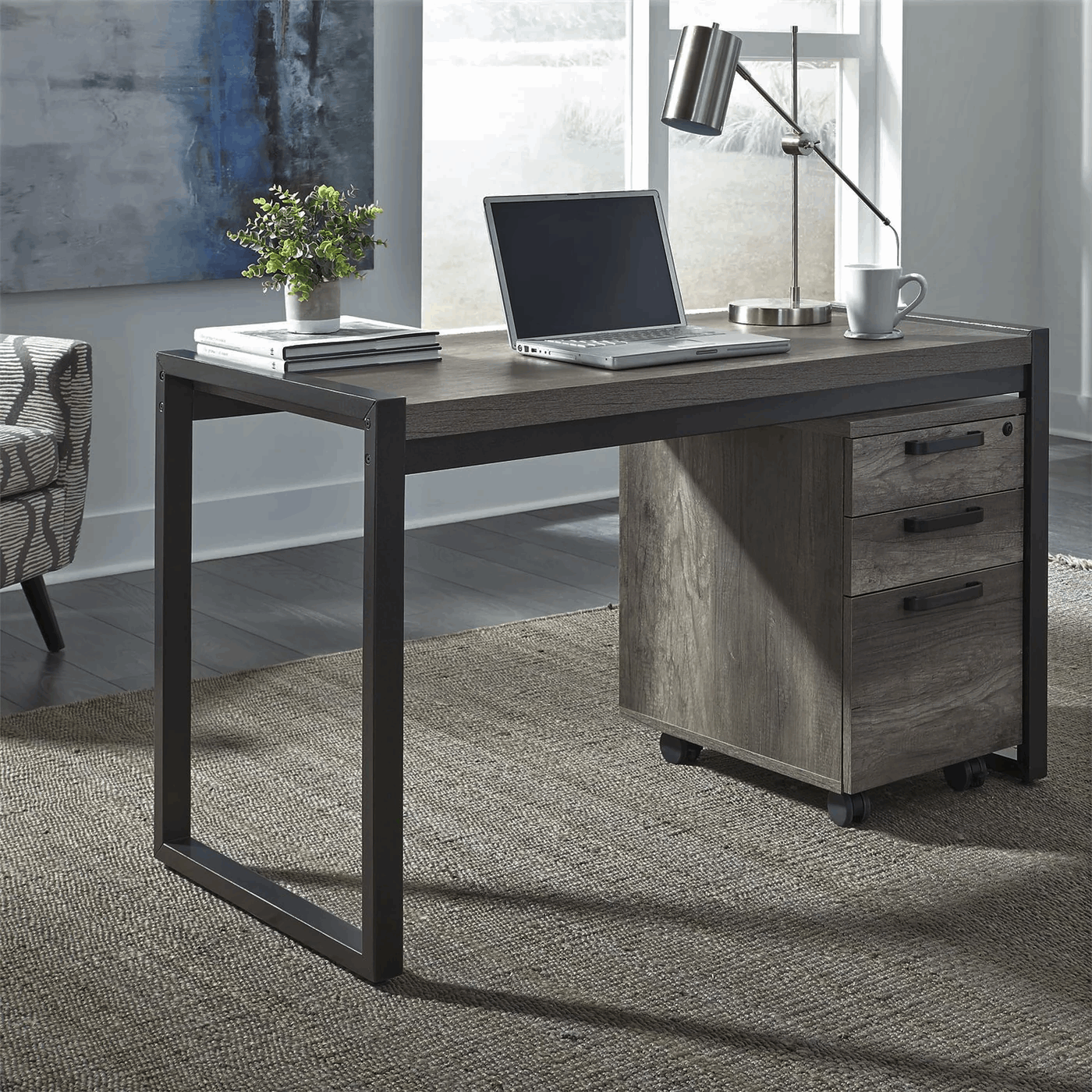 FURNISHIAA SMARTCHOICE Solid Sheesham Wood Grey Computer/Study/Office Table & Removable Cabinet for Home & Office - Furnishiaa -  -
